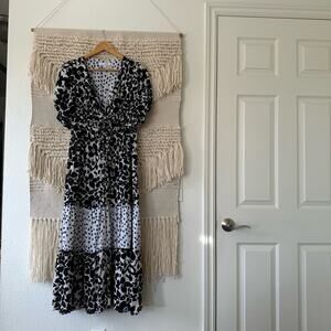 Love Whit Black Floral Puff Sleeve Dress